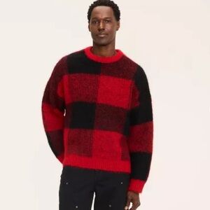 Woolrich x Target Buffalo Check Pullover Sweater Unisex XL Red Black